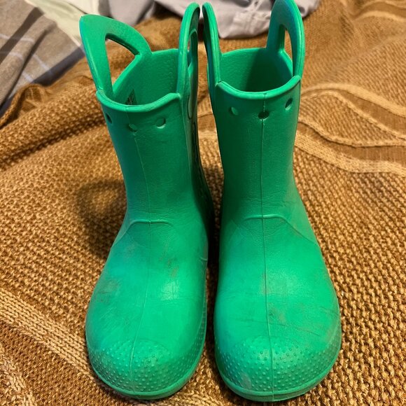 Crocs Kids Handle It Rain Boot - Green Size 11 - Picture 1 of 3